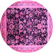 Round Machine Washable Oriental Pink Industrial Rug, wshurb1014pnk