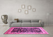 Machine Washable Oriental Pink Industrial Rug in a Living Room, wshurb1014pnk