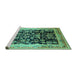 Sideview of Machine Washable Oriental Turquoise Industrial Area Rugs, wshurb1014turq