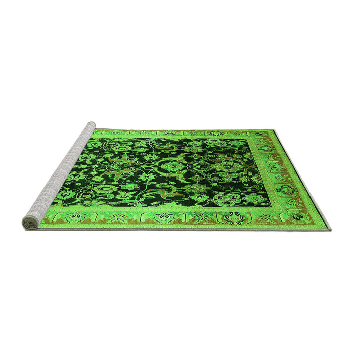 Sideview of Machine Washable Oriental Green Industrial Area Rugs, wshurb1014grn
