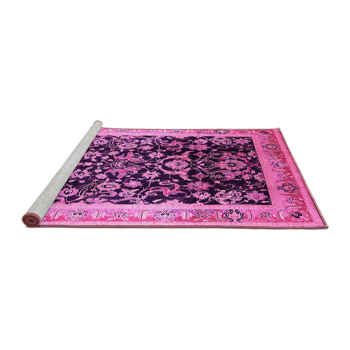Sideview of Machine Washable Oriental Pink Industrial Rug, wshurb1014pnk