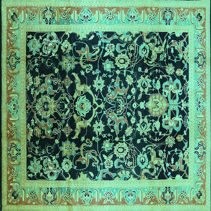 Square Oriental Turquoise Industrial Rug, urb1014turq