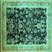 Square Oriental Turquoise Industrial Rug, urb1014turq