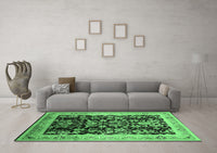 Machine Washable Oriental Emerald Green Industrial Rug, wshurb1014emgrn