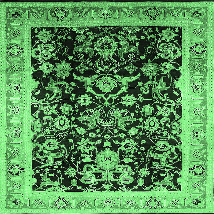 Square Oriental Emerald Green Industrial Rug, urb1014emgrn