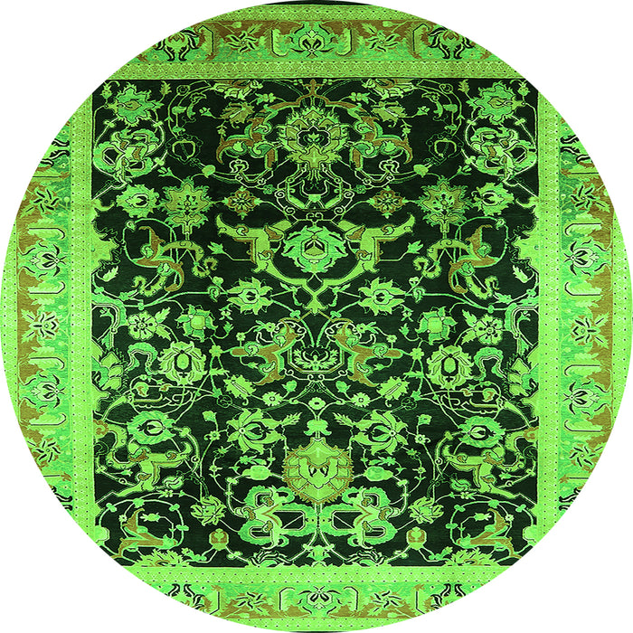 Round Oriental Green Industrial Rug, urb1014grn