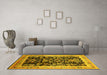 Machine Washable Oriental Yellow Industrial Rug in a Living Room, wshurb1014yw