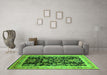 Machine Washable Oriental Green Industrial Area Rugs in a Living Room,, wshurb1014grn