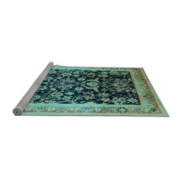 Sideview of Machine Washable Oriental Light Blue Industrial Rug, wshurb1014lblu