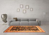 Machine Washable Oriental Orange Industrial Rug, wshurb1014org