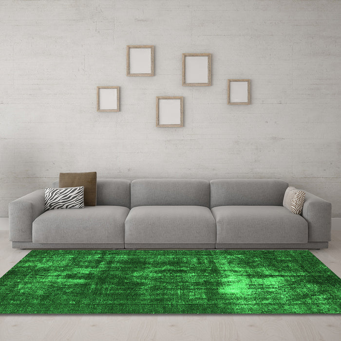 Machine Washable Oriental Green Industrial Area Rugs in a Living Room,, wshurb1015grn