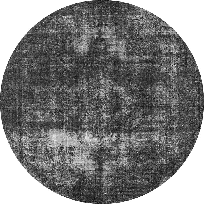 Round Machine Washable Oriental Gray Industrial Rug, wshurb1015gry