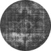 Round Machine Washable Oriental Gray Industrial Rug, wshurb1015gry