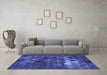 Machine Washable Oriental Blue Industrial Rug in a Living Room, wshurb1015blu