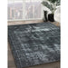 Mid-Century Modern Dark Gray Black Oriental Rug in Family Room, urb1015