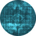 Round Oriental Light Blue Industrial Rug, urb1015lblu