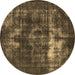 Round Oriental Brown Industrial Rug, urb1015brn