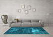 Machine Washable Oriental Light Blue Industrial Rug in a Living Room, wshurb1015lblu