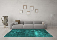 Machine Washable Oriental Turquoise Industrial Rug, wshurb1015turq