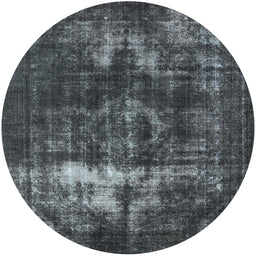 Round Machine Washable Industrial Modern Dark Gray Black Rug, wshurb1015