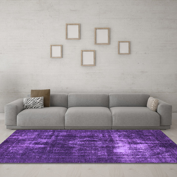 Machine Washable Oriental Purple Industrial Area Rugs in a Living Room, wshurb1015pur