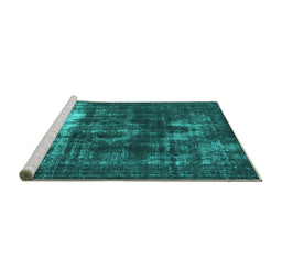 Sideview of Machine Washable Oriental Turquoise Industrial Area Rugs, wshurb1015turq