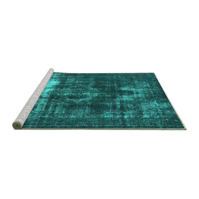 Sideview of Machine Washable Oriental Turquoise Industrial Area Rugs, wshurb1015turq