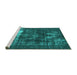 Sideview of Machine Washable Oriental Turquoise Industrial Area Rugs, wshurb1015turq