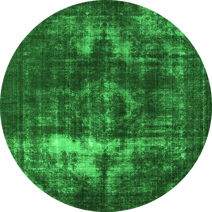 Round Oriental Green Industrial Rug, urb1015grn