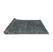 Sideview of Mid-Century Modern Dark Blue Grey Blue Oriental Rug, urb1016