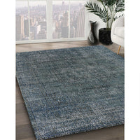 Mid-Century Modern Dark Blue Grey Blue Oriental Rug, urb1016