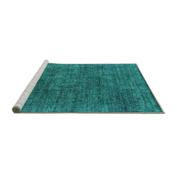 Sideview of Machine Washable Oriental Turquoise Industrial Area Rugs, wshurb1016turq