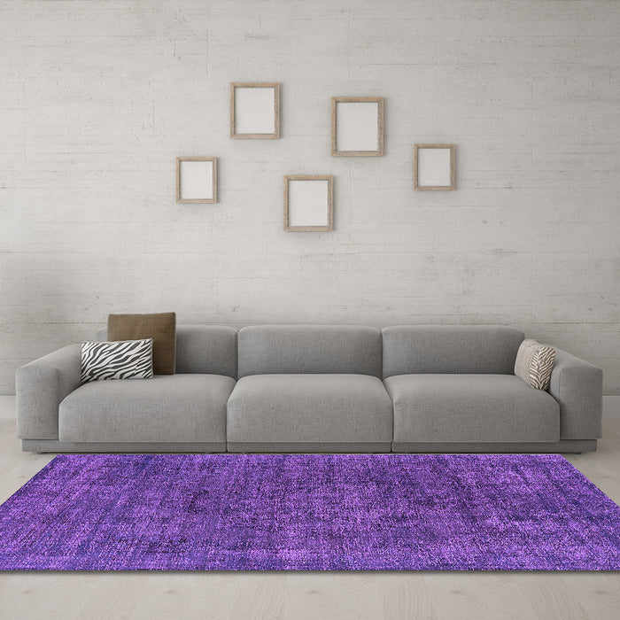 Machine Washable Oriental Purple Industrial Area Rugs in a Living Room, wshurb1016pur