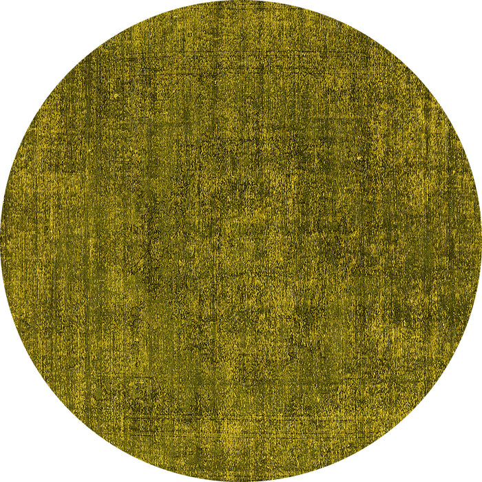 Round Machine Washable Oriental Yellow Industrial Rug, wshurb1016yw