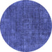 Round Oriental Blue Industrial Rug, urb1016blu