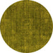 Round Oriental Yellow Industrial Rug, urb1016yw