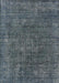 Machine Washable Industrial Modern Dark Blue Grey Blue Rug, wshurb1016