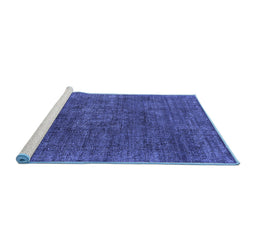 Sideview of Machine Washable Oriental Blue Industrial Rug, wshurb1016blu