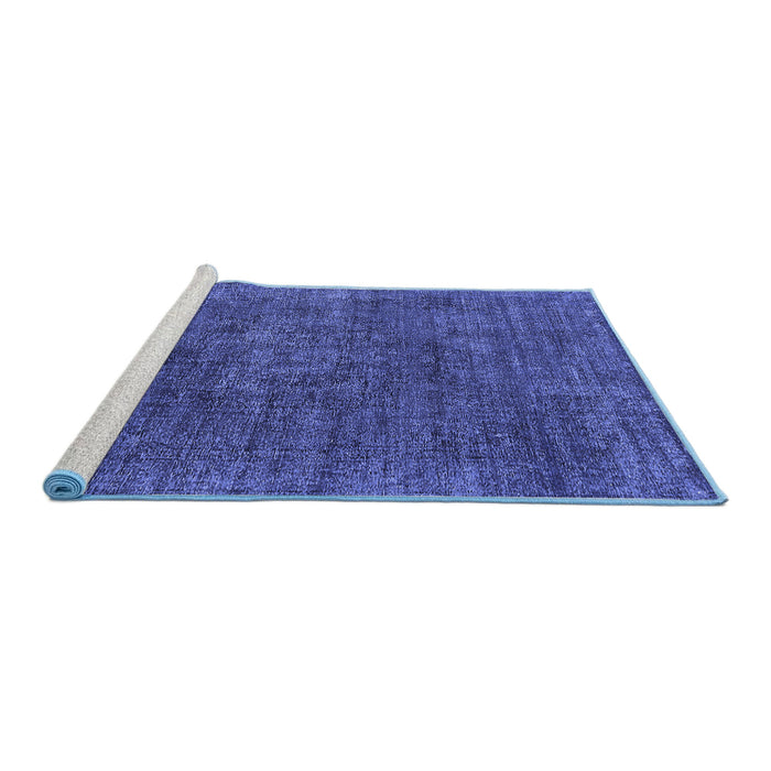 Sideview of Machine Washable Oriental Blue Industrial Rug, wshurb1016blu