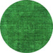 Round Oriental Green Industrial Rug, urb1016grn