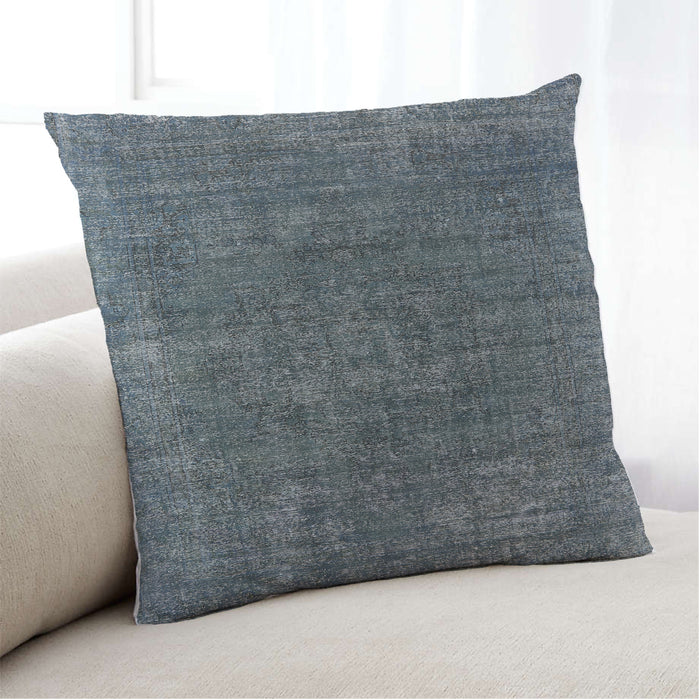 Lifestyle Image of Mid-Century Modern Urban Square Dark Blue Grey Blue Throw Pillow, 18 inch by 18 inch, pwurb1016