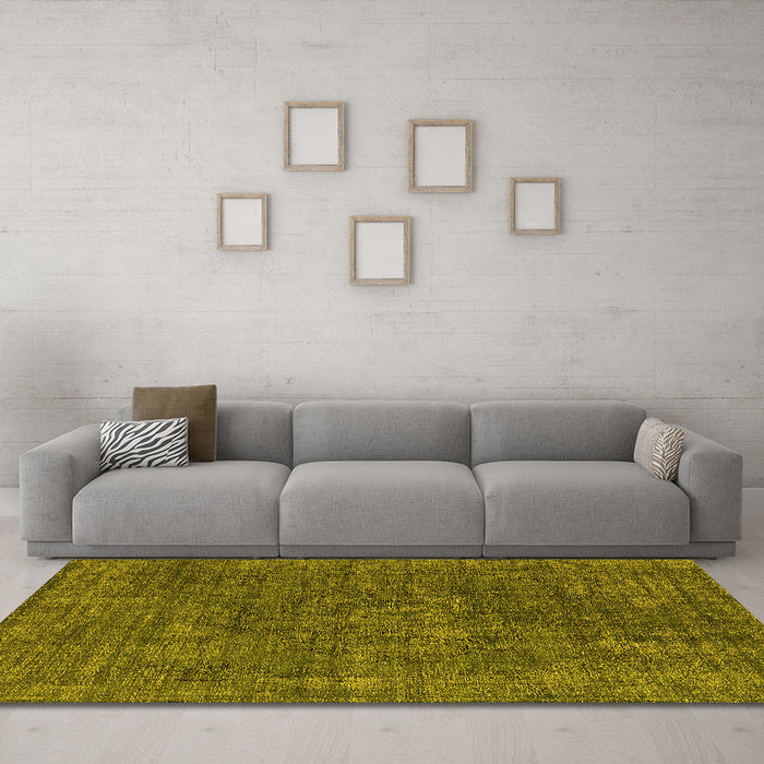Machine Washable Oriental Yellow Industrial Rug in a Living Room, wshurb1016yw