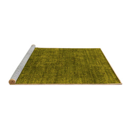 Sideview of Machine Washable Oriental Yellow Industrial Rug, wshurb1016yw