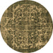 Round Oriental Brown Industrial Rug, urb1017brn