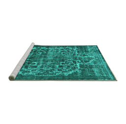 Sideview of Machine Washable Oriental Turquoise Industrial Area Rugs, wshurb1017turq
