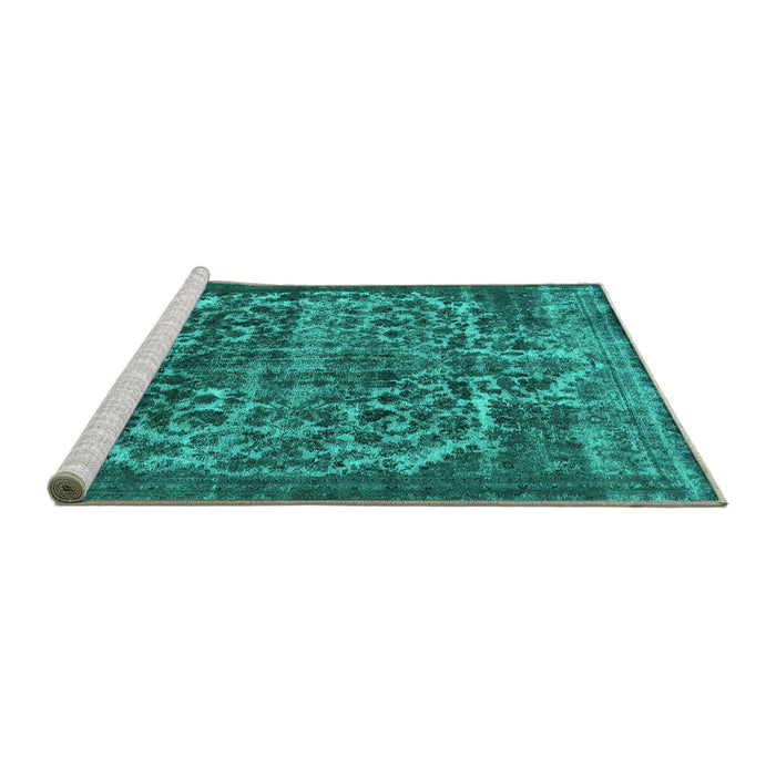 Sideview of Machine Washable Oriental Turquoise Industrial Area Rugs, wshurb1017turq