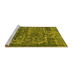 Sideview of Machine Washable Oriental Yellow Industrial Rug, wshurb1017yw