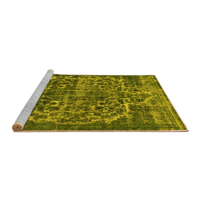 Sideview of Machine Washable Oriental Yellow Industrial Rug, wshurb1017yw