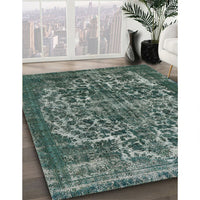 Mid-Century Modern Light Slate Gray Oriental Rug, urb1017