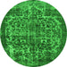 Round Oriental Green Industrial Rug, urb1017grn